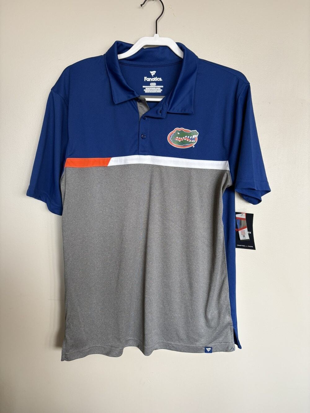 FLORIDA GATORS MENS LARGE BLUE AND GREY DRI FIT POLO SHIRT NWT - NCAA SEC